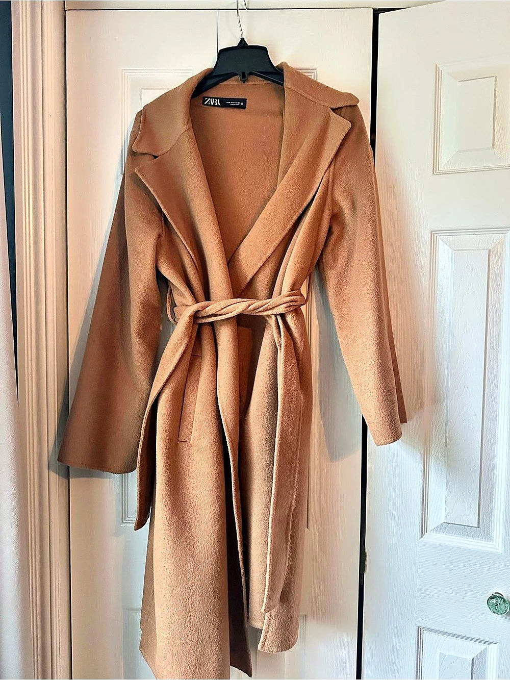 ZARA Brown Belted Wrap Wool Blend Coat Like New